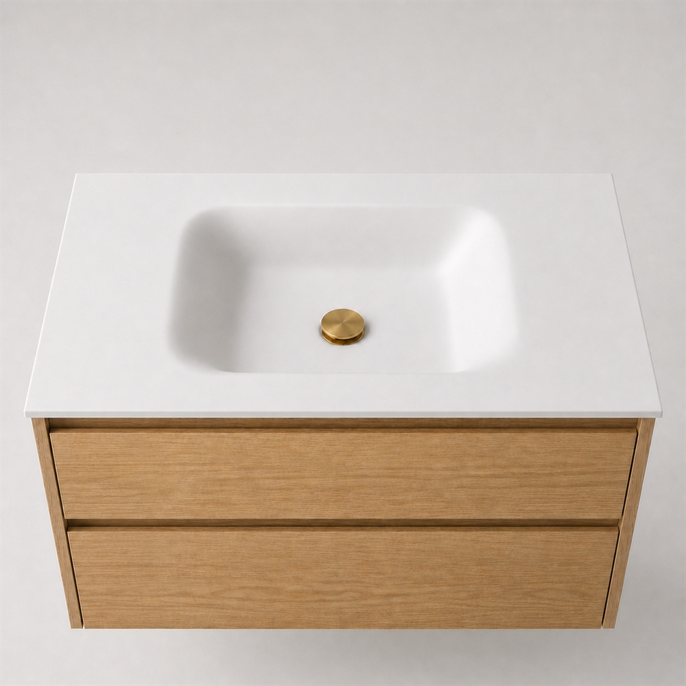 Corian badrumsbänkskiva 102 cm inkl. LUX tvättställ, centrerat, Glacier White
