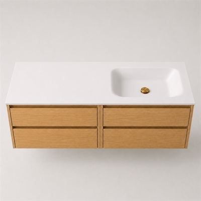 Corian badrumsbänkskiva 142 cm inkl. LUX tvättställ, höger, Glacier White