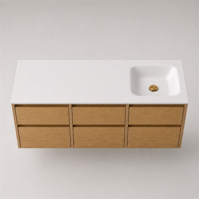 Corian badrumsbänkskiva 152 cm inkl. Type 7 tvättställ, höger, Glacier White