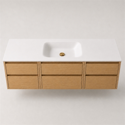 Corian badrumsbänkskiva 162 cm inkl. LUX tvättställ, centrerat, Glacier White