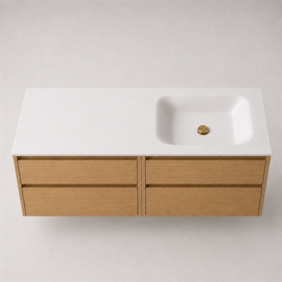 Corian badrumsbänkskiva 162 cm inkl. LUX tvättställ, höger, Glacier White