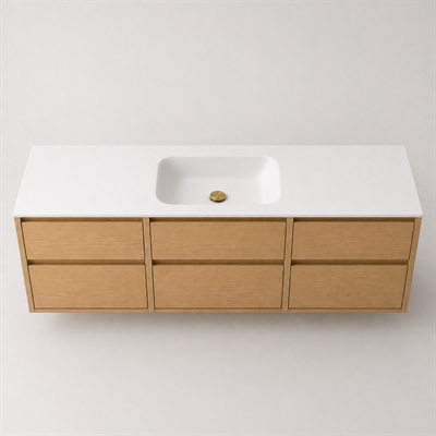 Corian badrumsbänkskiva 182 cm inkl. LUX tvättställ, centrerat, Glacier White