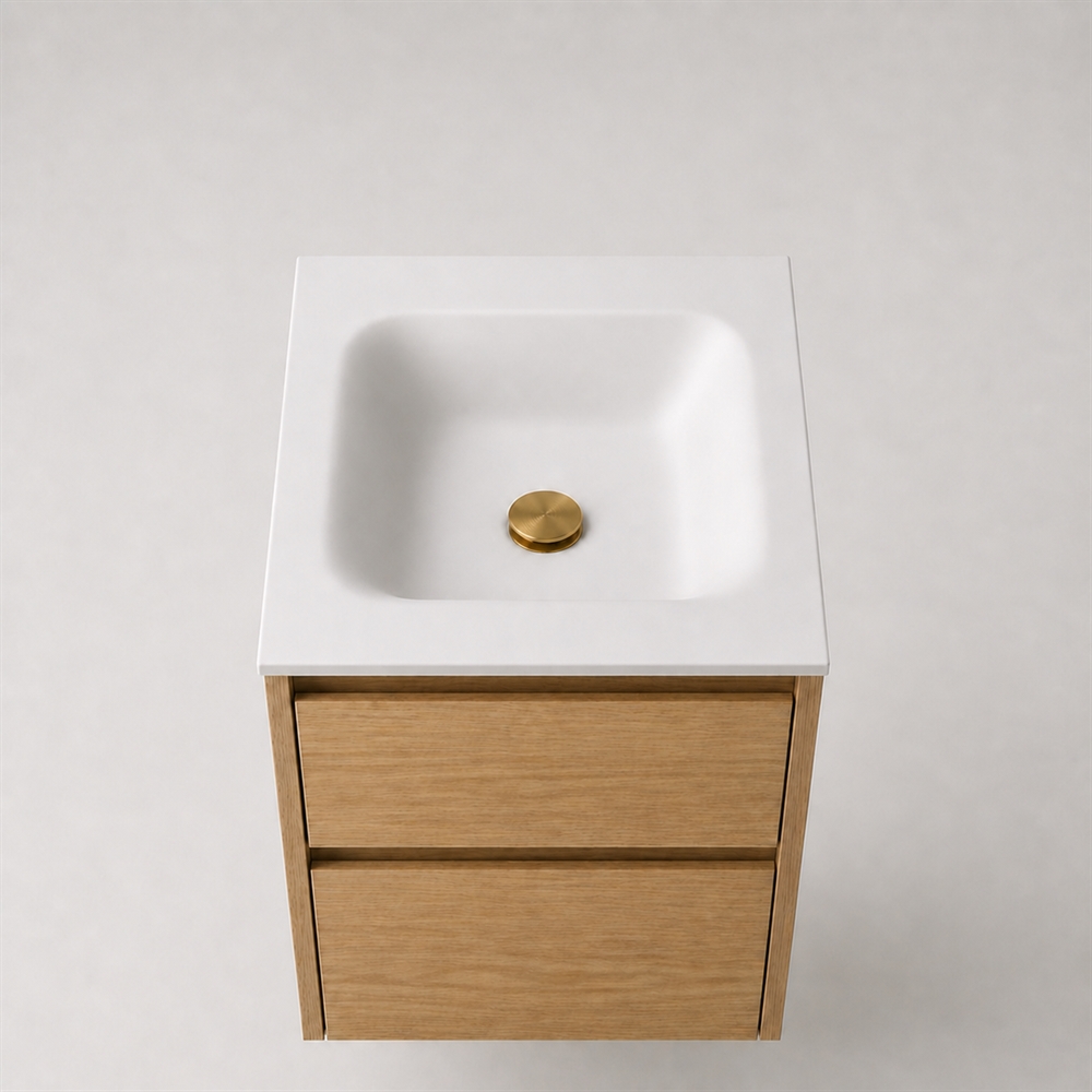 Corian badrumsbänkskiva 52 cm inkl. Type 7 tvättställ, Glacier White