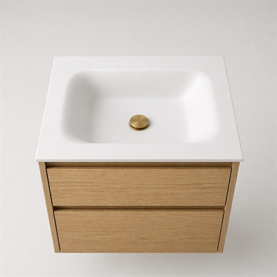 Corian badrumsbänkskiva 62 cm inkl. LUX tvättställ, Glacier White