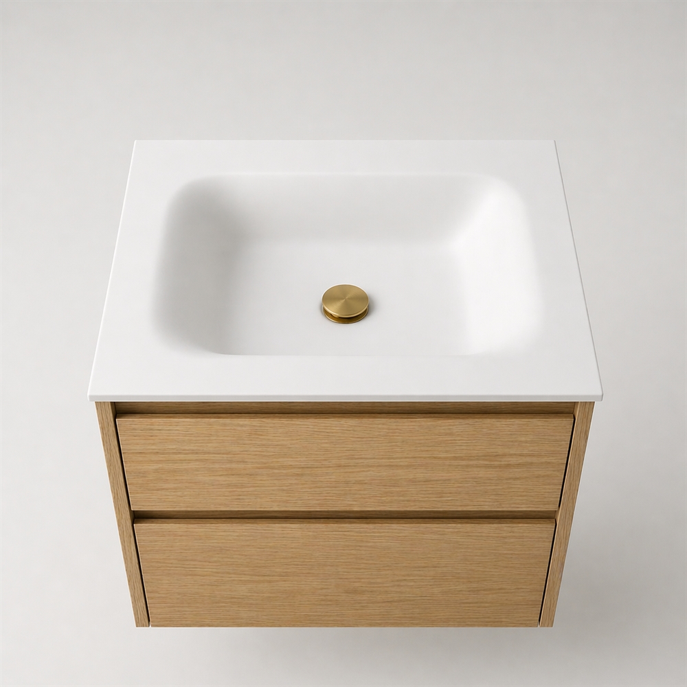 Corian badrumsbänkskiva 62 cm inkl. LUX tvättställ, Glacier White