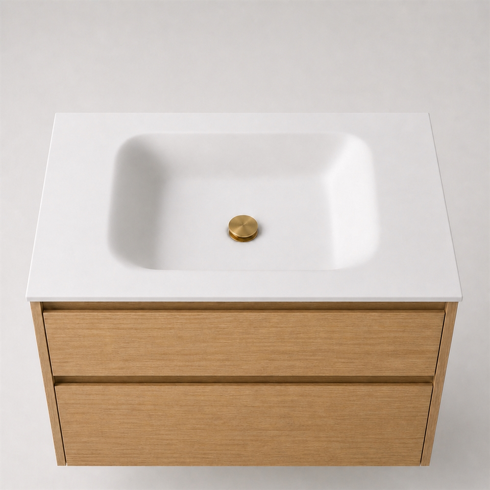 Corian badrumsbänkskiva 82 cm inkl. LUX tvättställ, Glacier White