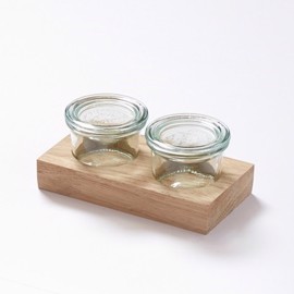 Salt & peppar - glasskålar medföljer, Ek 160x85x30mm